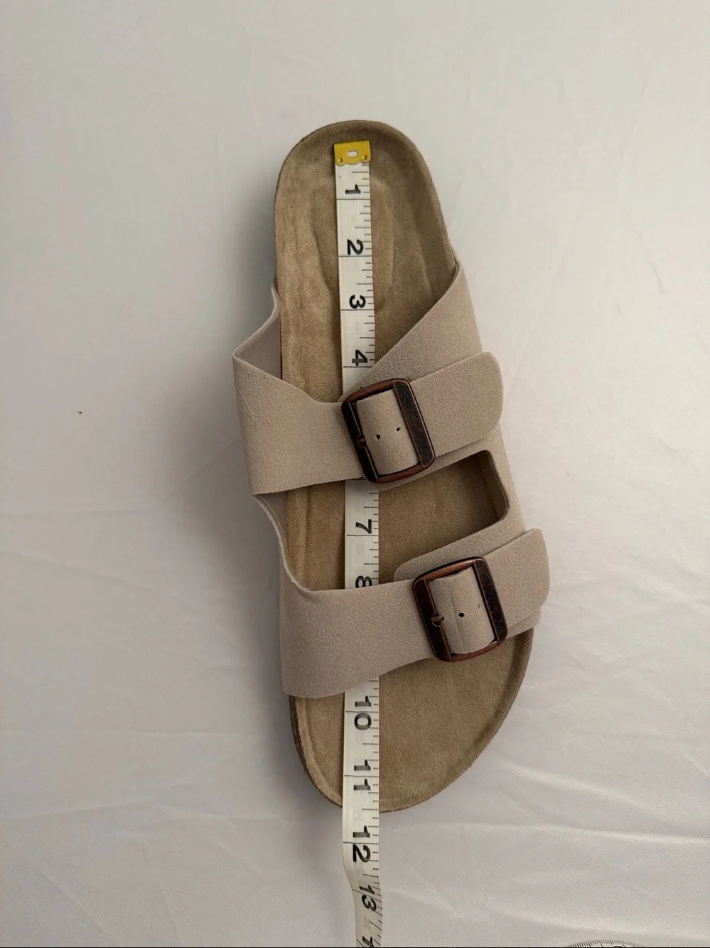 Unbranded taupe soft footbed antique rose gold hardware 2 strap sandals